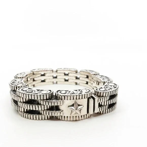 King Baby Studio Small 7 Row Rotor Link Bracelet Star Box Clasp Silver .925 - Picture 1 of 11